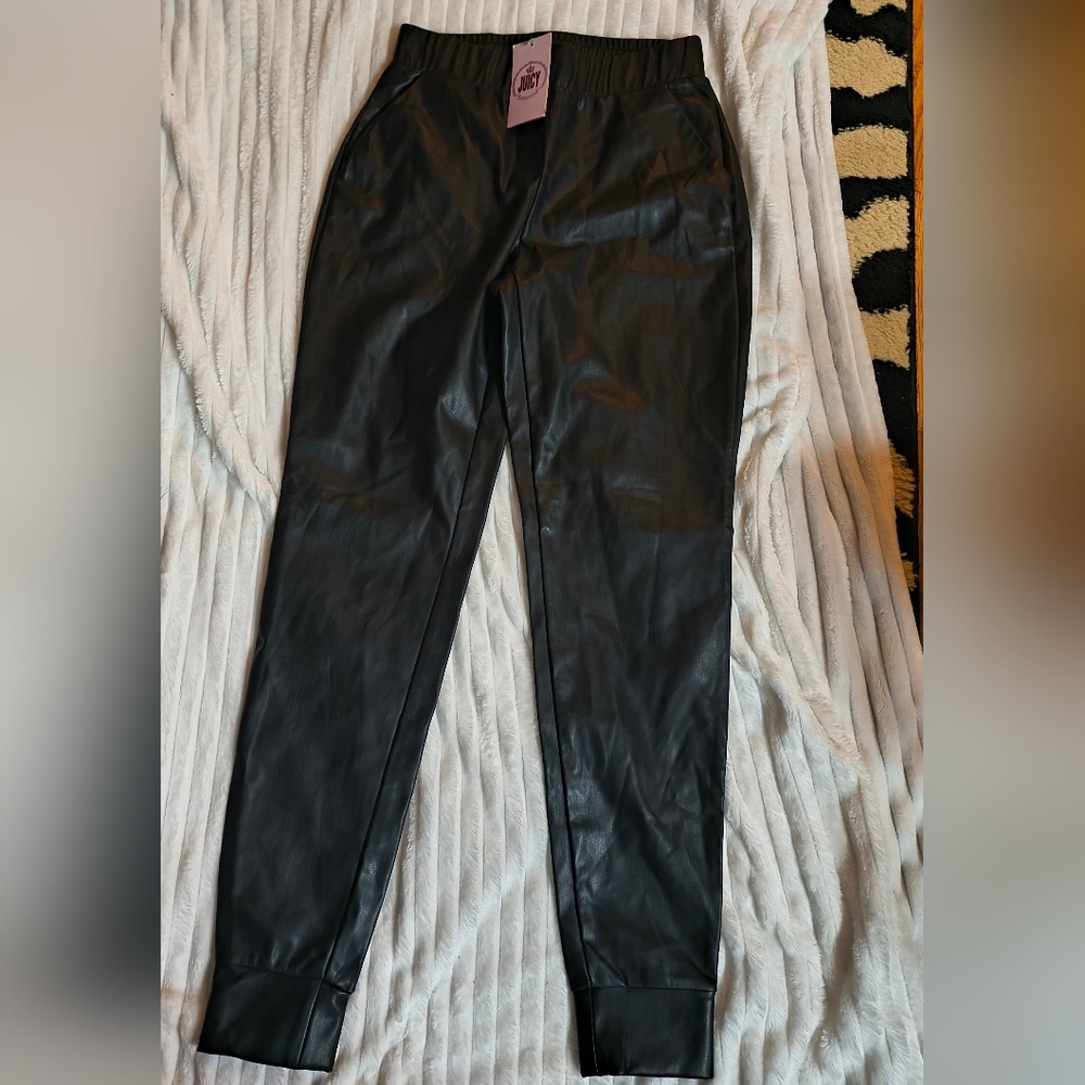 Juicy Couture Black Faux Leather Pants XS